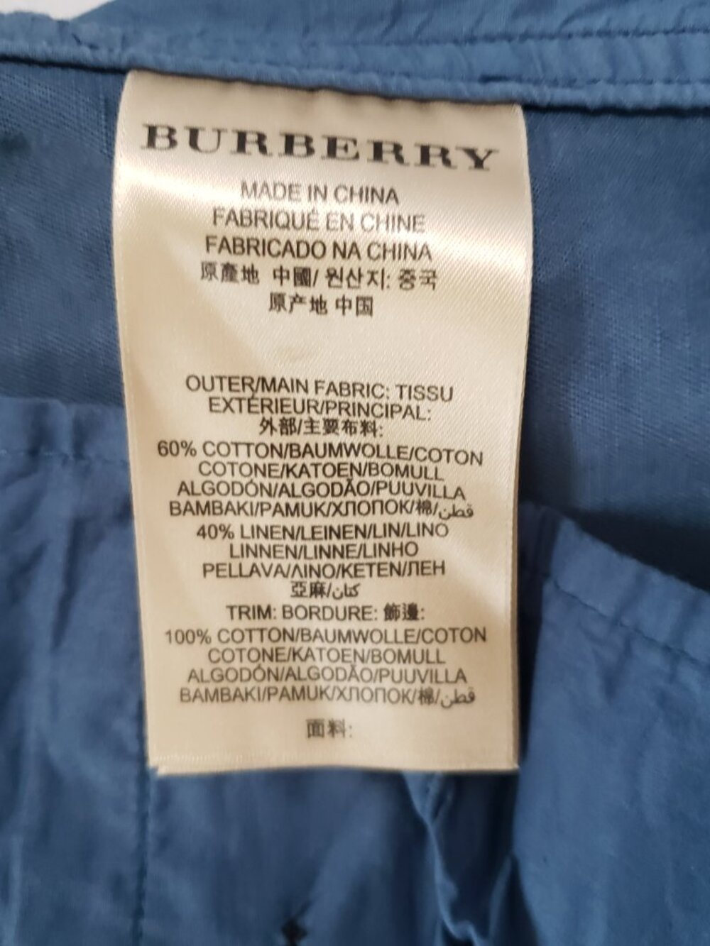 Burberry Brit Shorts Blue Cotton Linen Size 4 - Picture 5 of 14